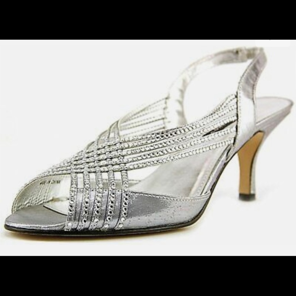 Caparros Quayliah Kitten Heel Evening Sandals, Silver Flame